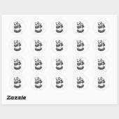 Sticker Rond Panda with Coffee to go (Feuille)