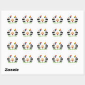 Sticker Rond Pandas d'anniversaire (Feuille)