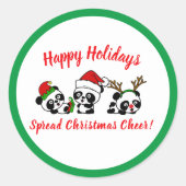 Sticker Rond Pandas de Noël personnalisés (Devant)
