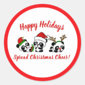 Sticker Rond Pandas de Noël personnalisés (Devant)