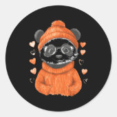 Sticker Rond Pandas With Hearts Love Valentine's Day Women Hear (Devant)