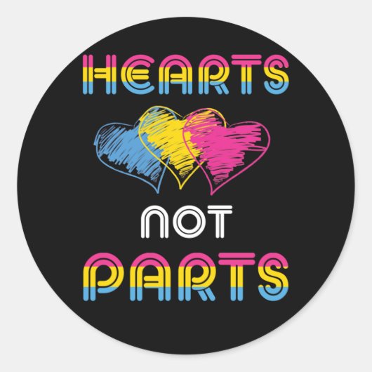 Sticker Rond Panexual Pride Heart Not Parts LGBT Distressed (Devant)