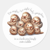Sticker Rond Pangolins adorables pour 8 Pangolins mignons (Devant)