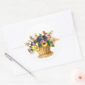 Sticker Rond Panier à fleurs de printemps (Enveloppe)