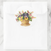 Sticker Rond Panier à fleurs de printemps (Sac)