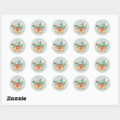 Sticker Rond Panier à fleurs - sur vert clair. (Feuille)
