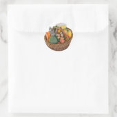Sticker Rond Panier avec aliments fruits et légumes (Sac)