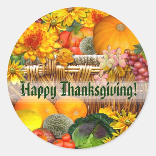 Sticker Rond Panier d'automne Thanksgiving (Devant)