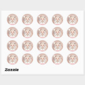 Sticker Rond Panier de baptême d'or Rose (Feuille)