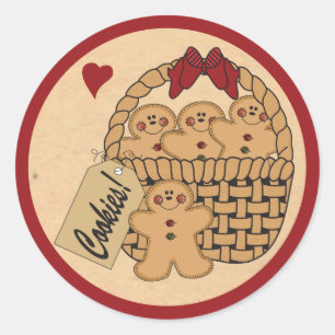 Sticker Rond Panier de biscuits en pain d'épices   Noël