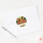 Sticker Rond Panier de fraises ~ Votre bâton rond de texte (Enveloppe)