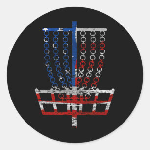 Sticker Rond Panier de golf à disque drapeau américain cool - Q