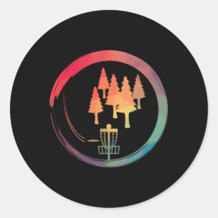 Sticker Rond Panier de golf Frisbee Golfer Disk