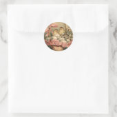 Sticker Rond Panier de Pâques Œuf Poussin Ruban Rose (Sac)