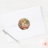 Sticker Rond Panier de Pâques Œuf Poussin Ruban Rose (Enveloppe)