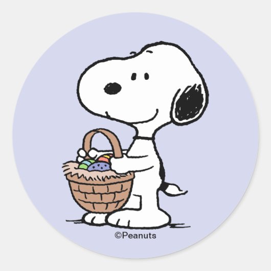 Sticker Rond Panier de Pâques Snoopy (Devant)