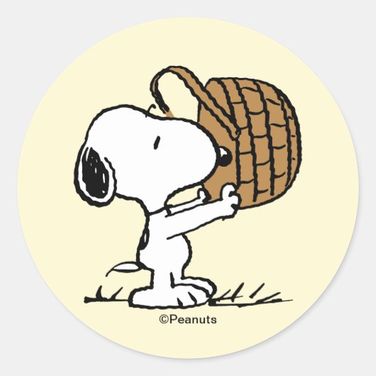 Sticker Rond Panier de Pâques Snoopy Beagle (Devant)