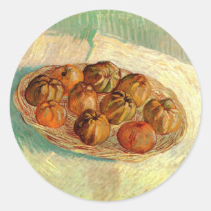 Sticker Rond Panier de pommes à Pissarro par Vincent van Gogh