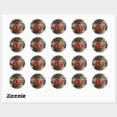 Sticker Rond Panier de pommes rouges (Feuille)