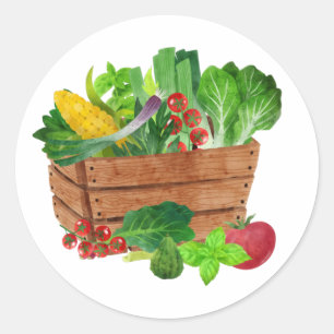 Sticker Rond Panier de récolte de légumes de jardin
