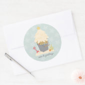 Sticker Rond Panier de sable de Noël de plage (Enveloppe)