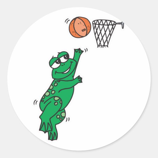 Sticker Rond panier de tir de grenouille mignon (Devant)