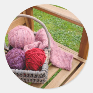 Sticker Rond panier de tricot