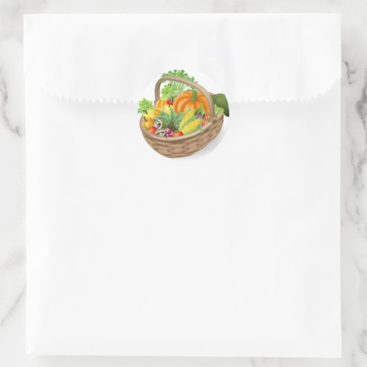 Sticker Rond Panier légumes frais (Sac)