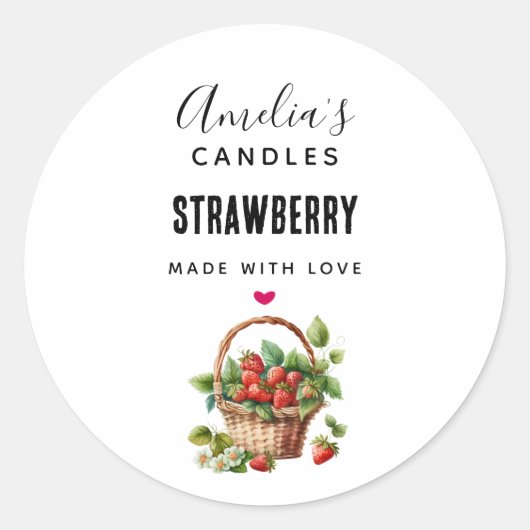 Sticker Rond Panier mignonne plein de fraises Bougie (Devant)