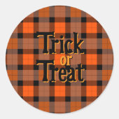 Sticker Rond Panier Ou Traiter L'Halloween Plaid (Devant)