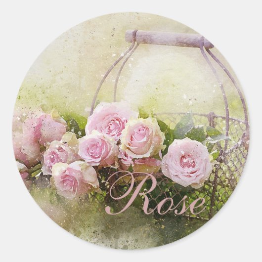 Sticker Rond Panier rose (Devant)