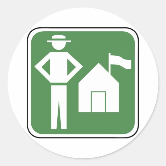 Sticker Rond Panneau Camping vintage (Devant)