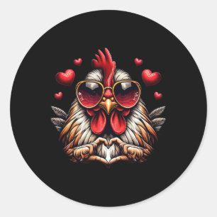 Sticker Rond Panneau cardiaque Main Poulets Enfants Hommes Femm