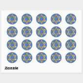 Sticker Rond Panneau d'art étoile de David bleu or (Feuille)