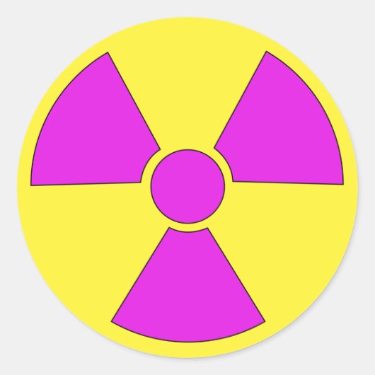 Sticker Rond Panneau d'avertissement de rayonnement magenta et (Devant)