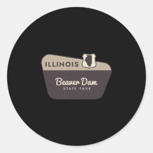 Sticker Rond Panneau de bienvenue au Beaver Dam State Park Illi
