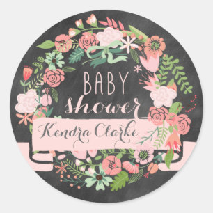 STICKER ROND PANNEAU DE CHALKBOARD FLORAL WREATT BÂTIMENTS BA