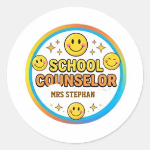 Sticker Rond Panneau de conseiller scolaire visage souriant mod