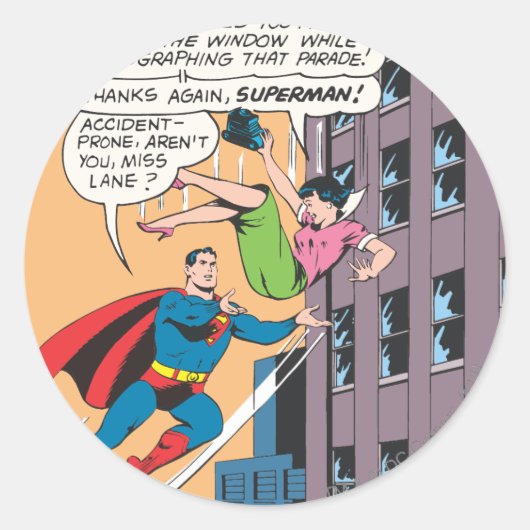 Sticker Rond Panneau de dessin Superman - Lois sujet aux accide (Devant)
