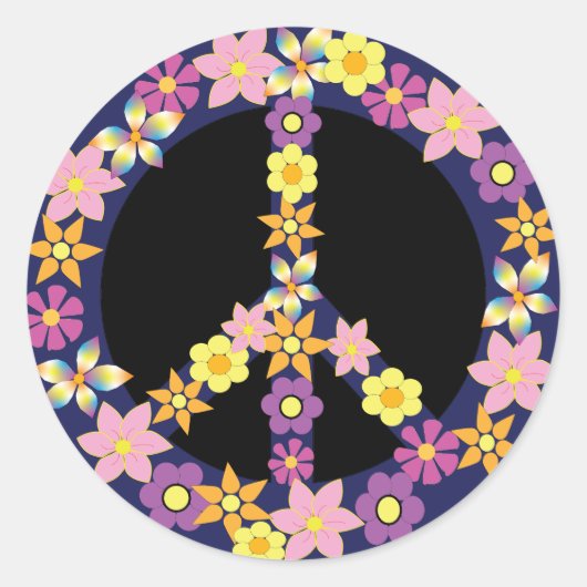 Sticker Rond Panneau de paix (Devant)