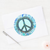 Sticker Rond Panneau de Paix Avec Vagues Bleues (Enveloppe)