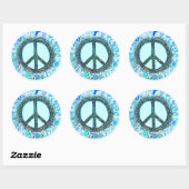 Sticker Rond Panneau de Paix Avec Vagues Bleues (Feuille)