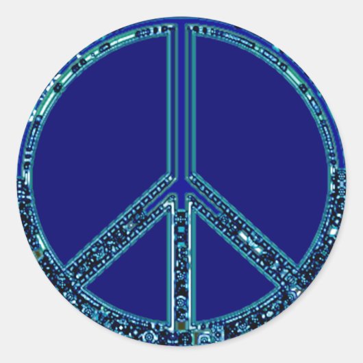Sticker Rond Panneau de paix bleu (Devant)