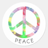 Sticker Rond Panneau de paix couleur aquarelle (Devant)