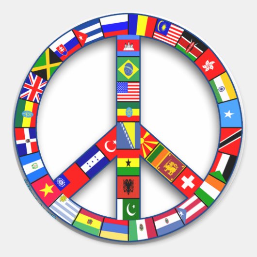 Sticker Rond Panneau de Paix Fabriqué de drapeaux T-shirts, Mug (Devant)