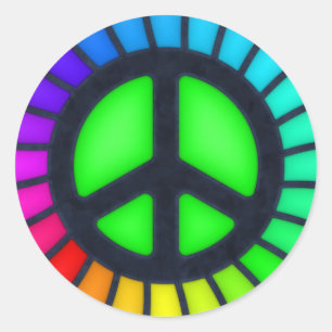 Sticker Rond Panneau de paix Rainbow