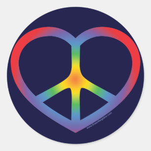 Sticker Rond Panneau de paix Rainbow Heart