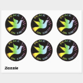 Sticker Rond Panneau de paix Rainbow Peace Dove (Feuille)