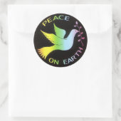 Sticker Rond Panneau de paix Rainbow Peace Dove (Sac)