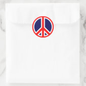 Sticker Rond Panneau de paix rouge, blanc et bleu (Sac)